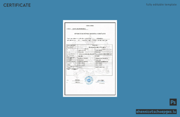Montenegro Crna Gora – Beispiel einer Heiratsurkunde (Vorschau)